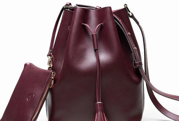 Brown Genuine Leather bucket bag shoulder bag for women leather Barrel crossbody bag Modern Function