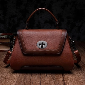 Brown Geometric Vintage Womens Handbag Leather Black Shoulder Handbag Purse Urban Choice