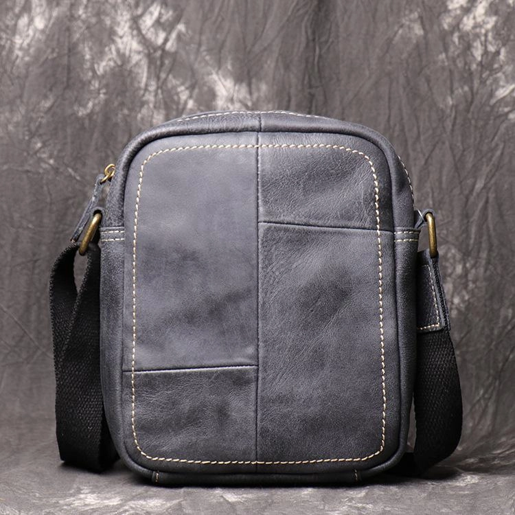 Brown Leather Vertical Messenger Bag Men's Small Side Bag Mini Phone Bag Courier Bag For Men Minimalist Organizer Daily Companion