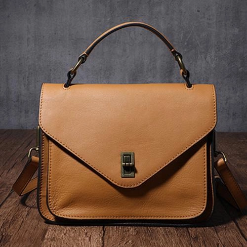 Smart Finish Brown Womens Fashion Leather Satchel Handbag Black Purse Small Satchel Bag for Ladies