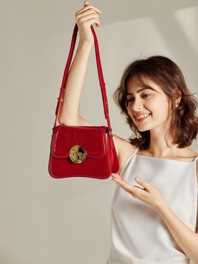 Sophisticated Aesthetic Calfskin Leather Wedding Bag Red, Designer Bag, Leather Box Bag, Classic Crossbody Bag, Shoulder Bag, Minimalist Event Purse