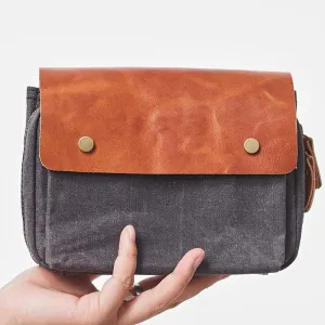 Canvas Leather Mens Belt Pouch Waist Bag Fanny Pack Small Side Bag for Men Elegant Innovation