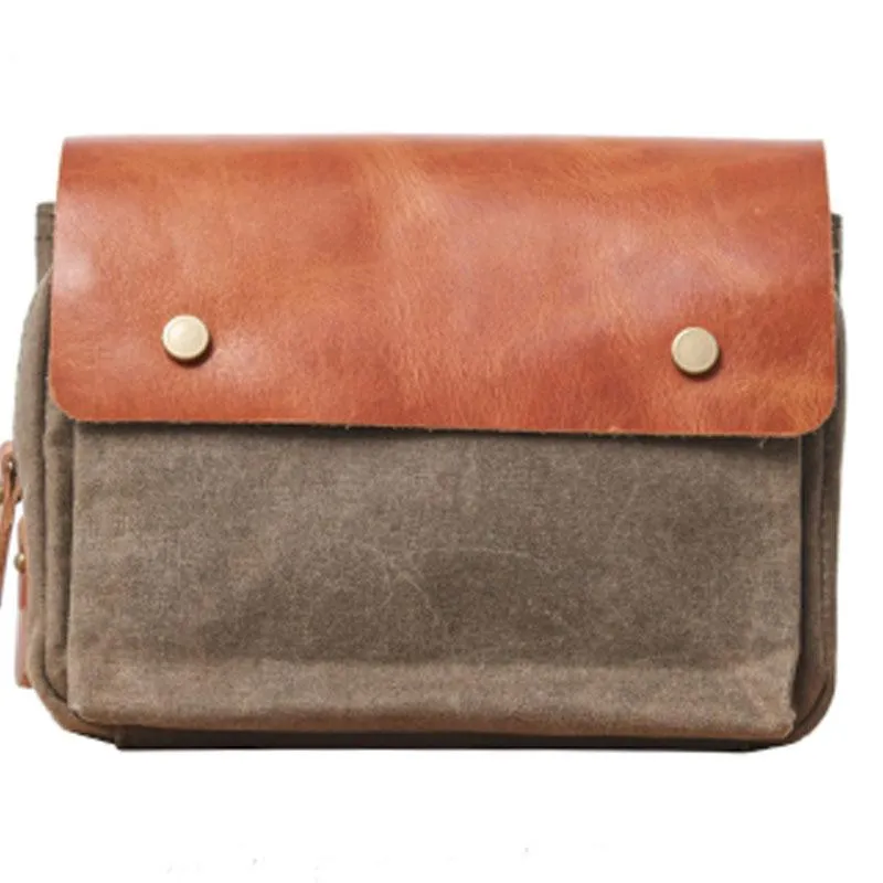 Compact Shape Luxury Accessory Canvas Leather Mens Belt Pouch Waist Bag Fanny Pack Small Side Bag for Men