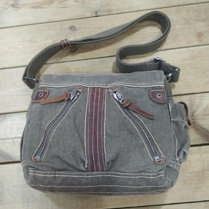 Canvas Black Mens 10 inches Small Postman Bag Messenger Bag Green Canvas Courier Bags For Men Compact Gear Lightweight Journey