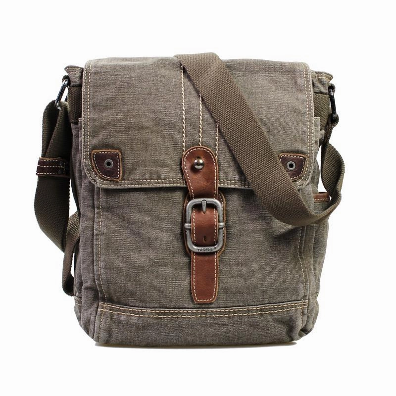 Soft Texture Canvas Black Mens 10 inches Small Vertical Postman Bag Messenger Bag Courier Bag For Men