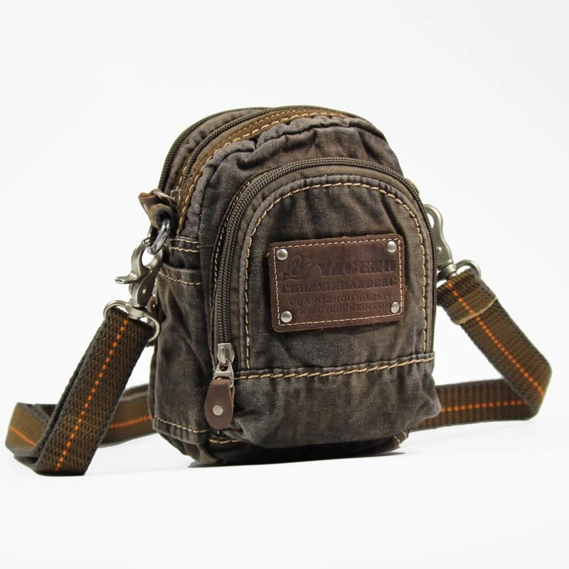 Canvas Black Mens Small Vertical Postman Bag Belt Pouch Messenger Bags Belt Bag For Men Flexible Organizer Everyday Functionality