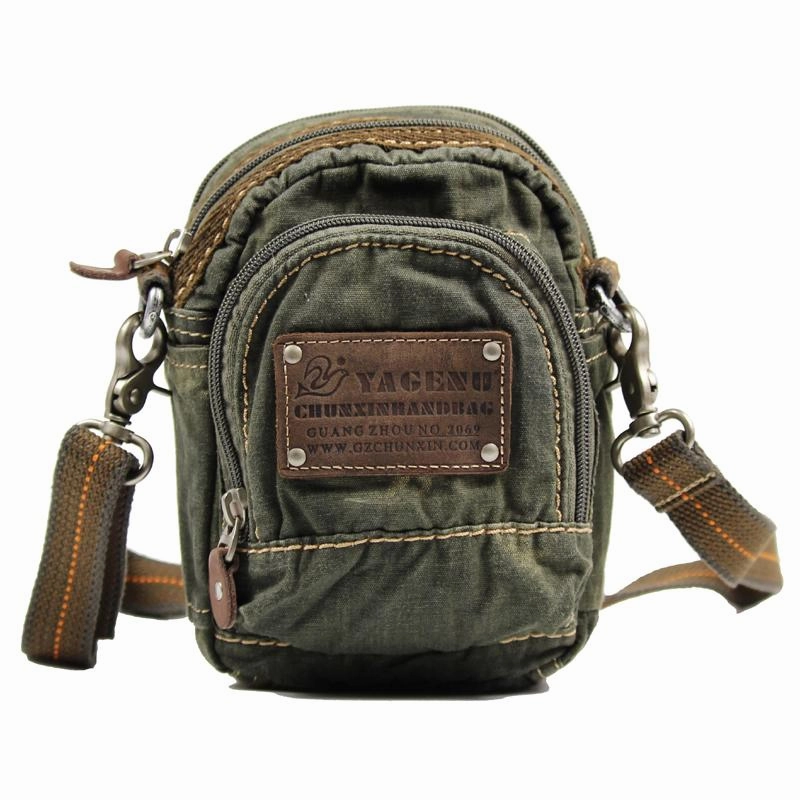 Travel Organizer Canvas Black Mens Small Vertical Postman Bag Belt Pouch Messenger Bags Belt Bag For Men
