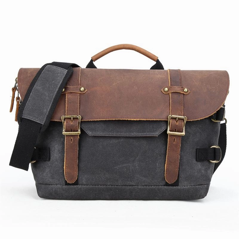 Canvas Leather Mens 14???? CANON CAMERA Messenger Bag NIKON CAMERA Side BAG DSLR CAMERA BAG Daily Carry Gear