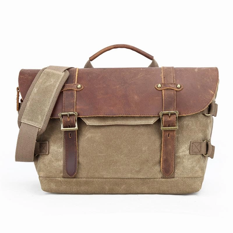 Daily Travel Canvas Leather Mens 14???? CANON CAMERA Messenger Bag NIKON CAMERA Side BAG DSLR CAMERA BAG