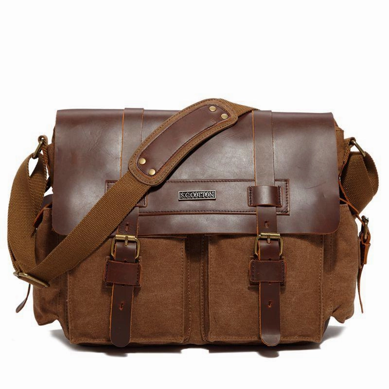Canvas Leather Mens Vintage Khaki Travel Side Bag Green Messenger Bag Brown Courier Bag for Men Smart Organizer