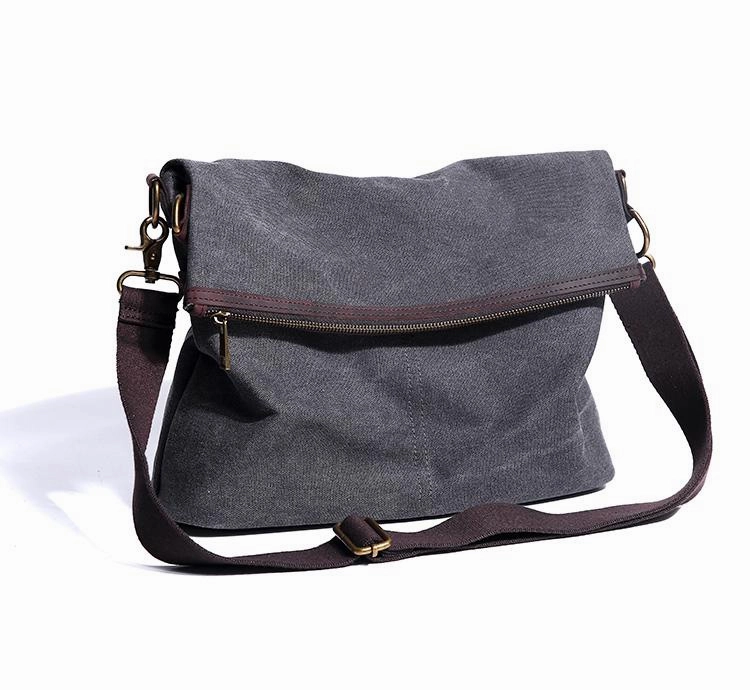 Canvas Mens 13???? Side Bag Courier Bag Gray Postman Bag Messenger Bag for Men Comfort Companion