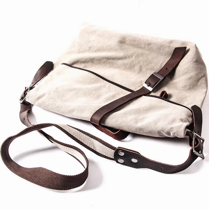 Canvas Mens Casual Beige 12???? Courier Bag Shoulder Bag Side Bag Messenger Bag for Men Minimalist Travel Modern Utility