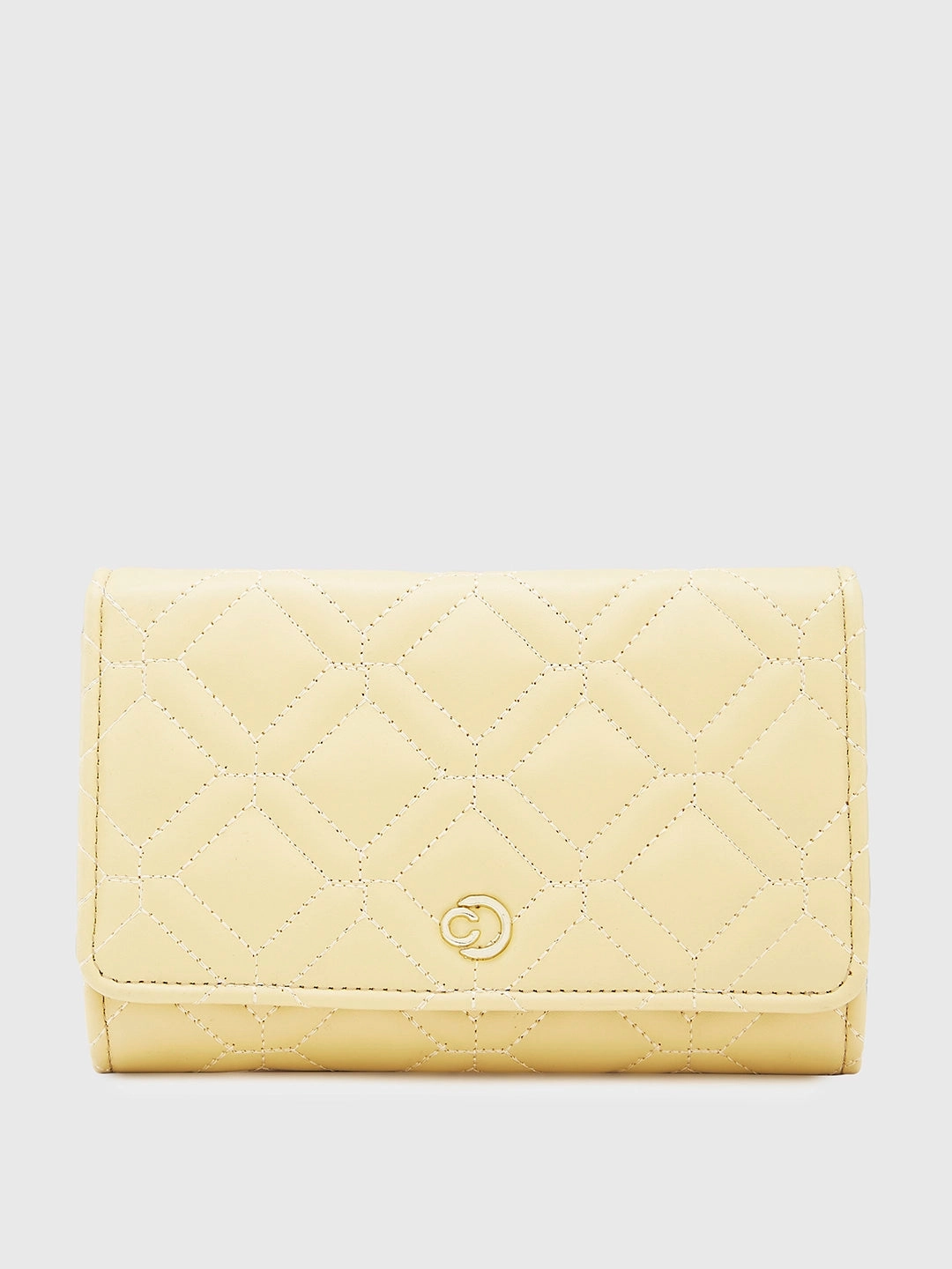 Caprese Berdine Large Light Yellow Flapover Wallet Fashion Detail