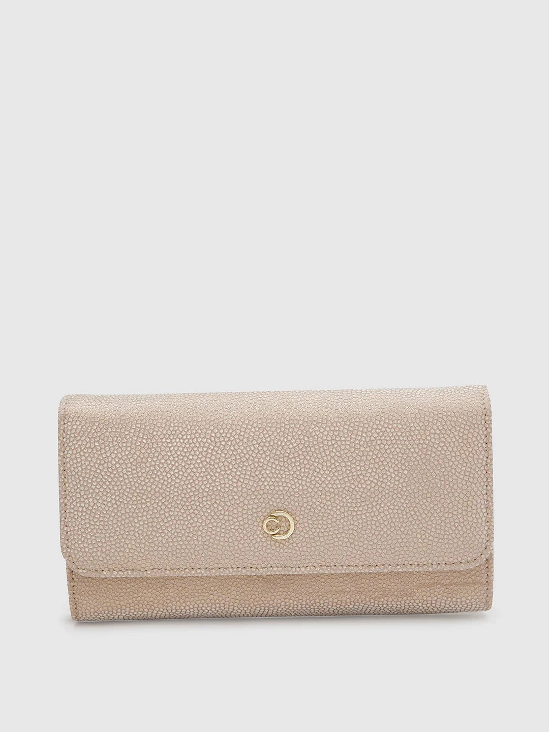 Caprese Betty Large Light Gold Flapover Clutch Functional Gear