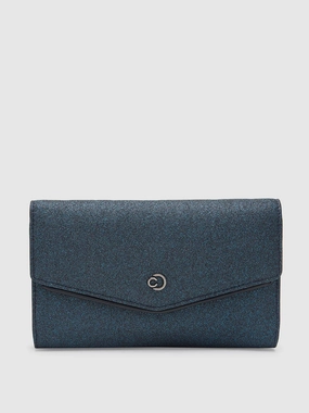Caprese Junie Large Navy Flapover Clutch Casual Look Compact Appearance