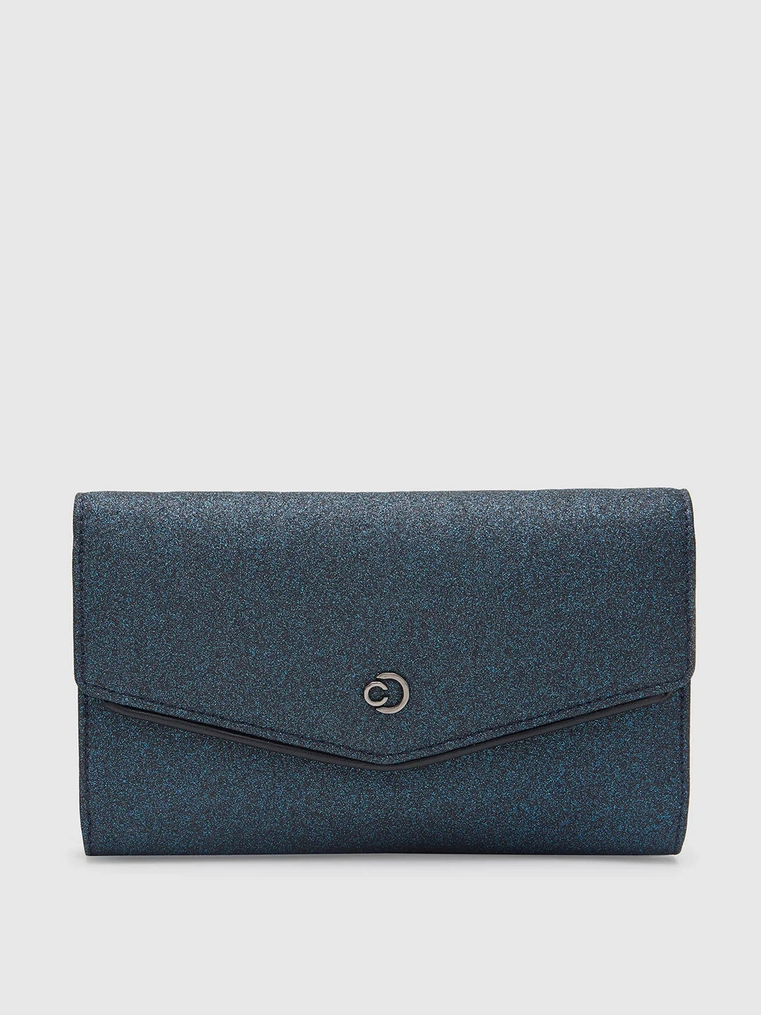 Caprese Junie Large Navy Flapover Clutch Gala Ready