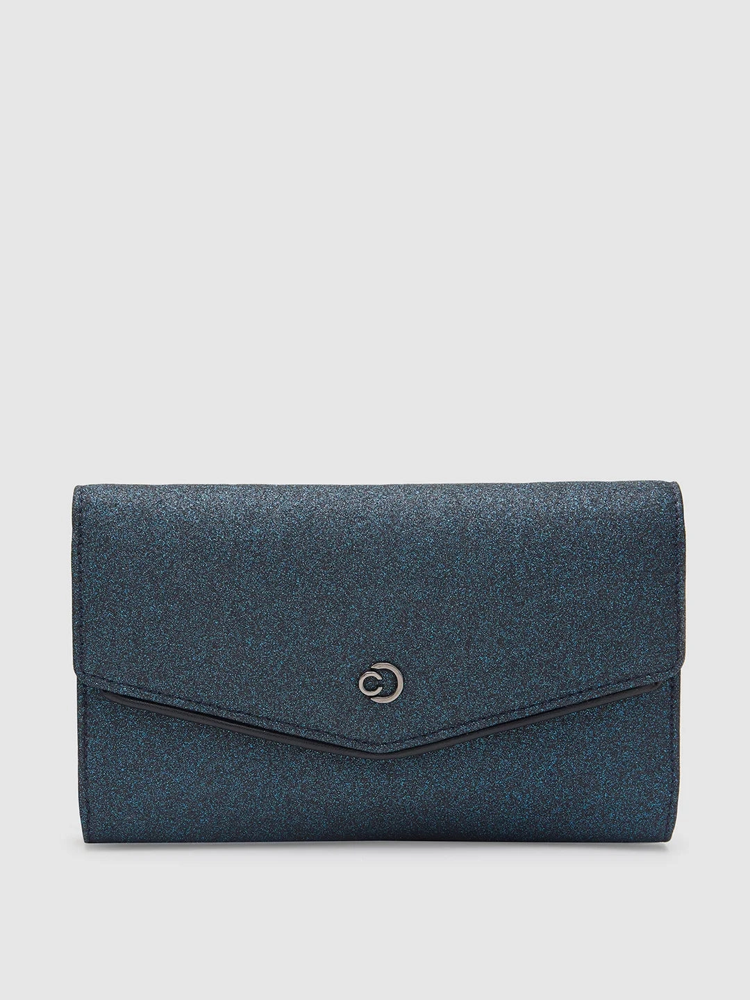 Modern Minimalism Caprese Junie Large Navy Flapover Clutch