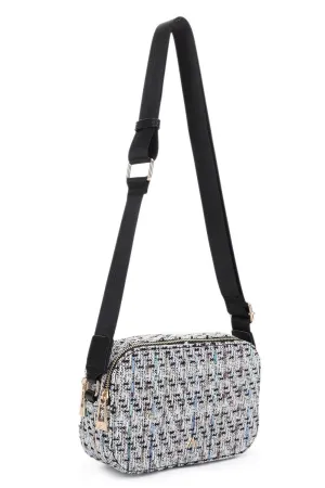 FC20640 Graciela Tweed Double Zip Crossbody Bag Urban Travel Companion Outdoor Adventure Gear