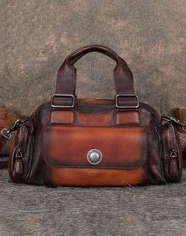 Structured Design Functional Style Handmade Red Leather Womens Vintage Handbag Best Shoulder Bag Vintage Crossbody Purses for Ladies