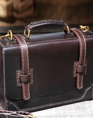 Sleek Utility Handmade messenger bag coffee satchel purse leather crossbody bag shoulder bag women