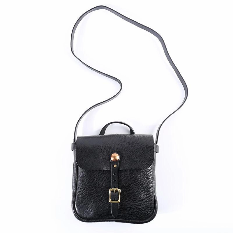 Casual Black Leather Mens Cool Square Side Bag Messenger Bag Vertical Brown Small Postman Courier Bag for Men Compact Durability