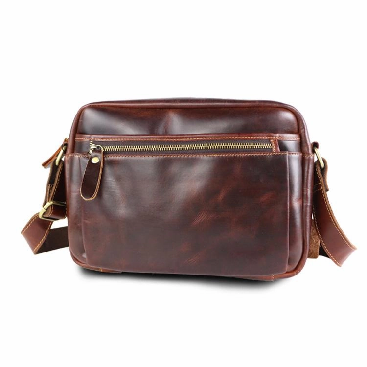 Casual Black Leather Mens Small Courier Bags Messenger Bag Brown Postman Bags For Men Urban Adventure Gear