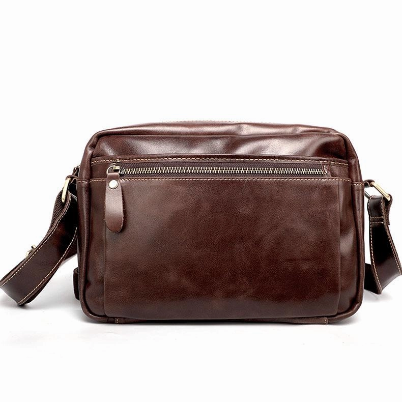 Casual Black Leather Mens Small Courier Bags Messenger Bag Brown Postman Bags For Men Practical Utility