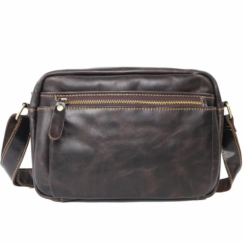 Casual Black Leather Mens Small Courier Bags Messenger Bag Brown Postman Bags For Men Comfort Wear Functional Style