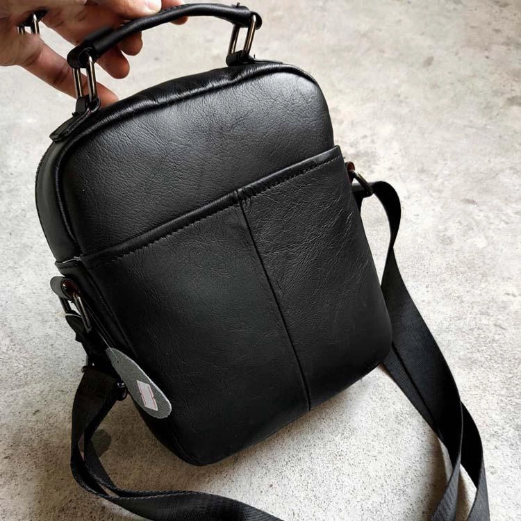 Minimalist Reliability Casual Black LEATHER MENS SMALL VERTICAL Postman BAG SIDE BAG Cool COURIER BAG MESSENGER BAG FOR MEN