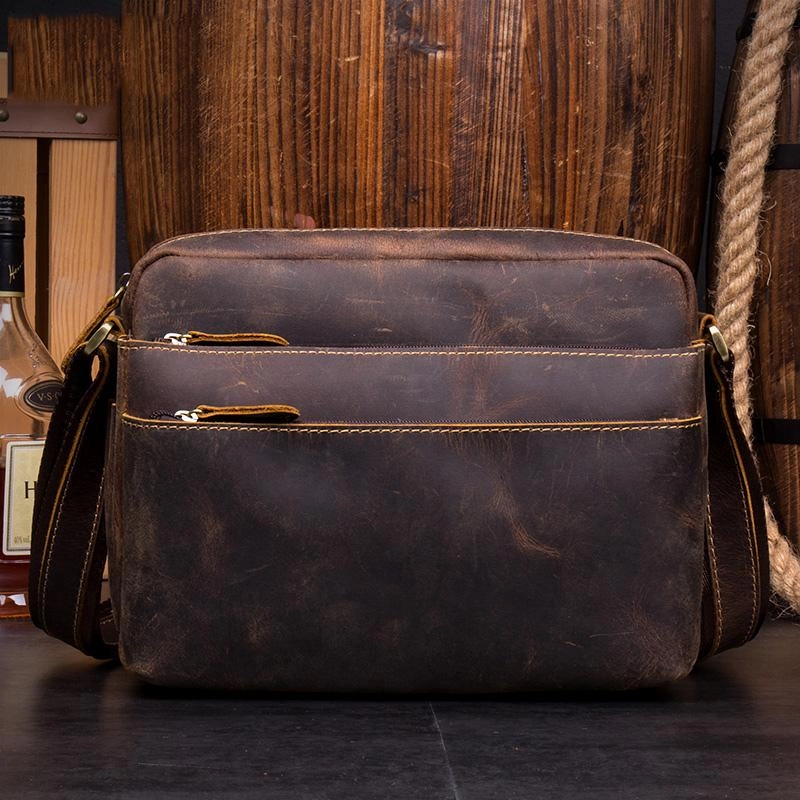 Urban Journey Casual Coffee Leather 10 inches Small Courier Bag Messenger Bags Postman Bags for Men