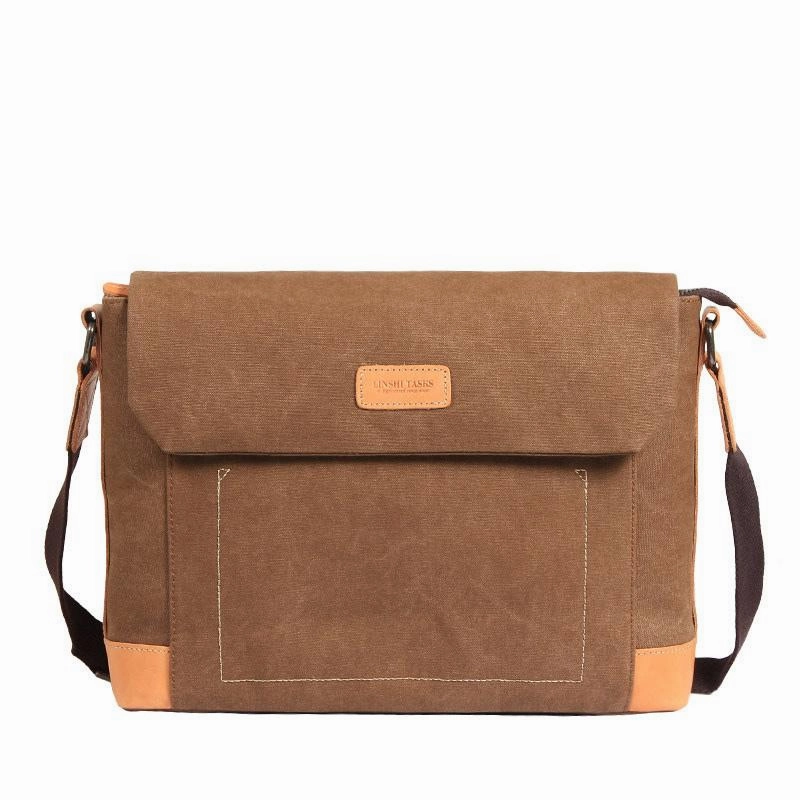 Canvas Leather Mens Khaki Side Bag Messenger Bag Khaki Canvas Courier Bag for Men Smart Carry