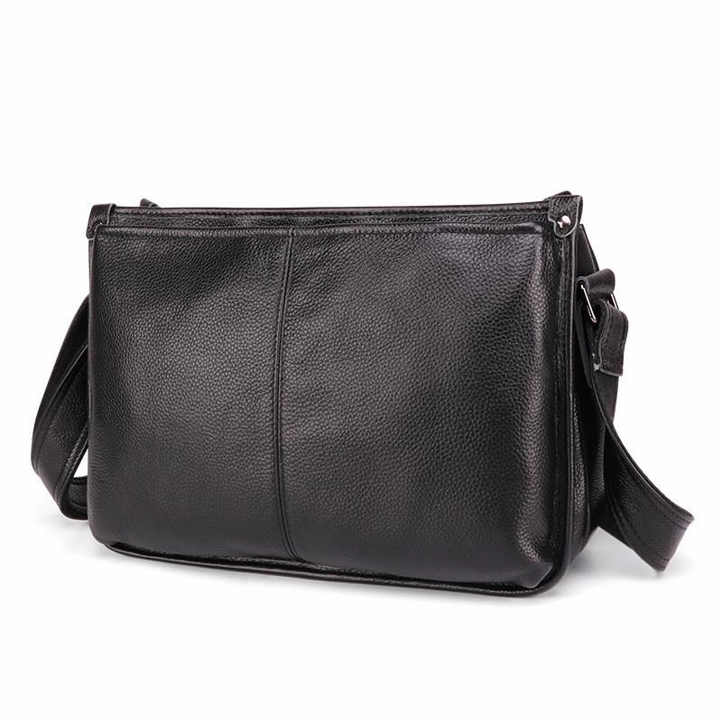 Comfort Journey Casual Fashion Black Leather Men's Side Bag Courier Bag Black Vertical Messenger Bag For Men