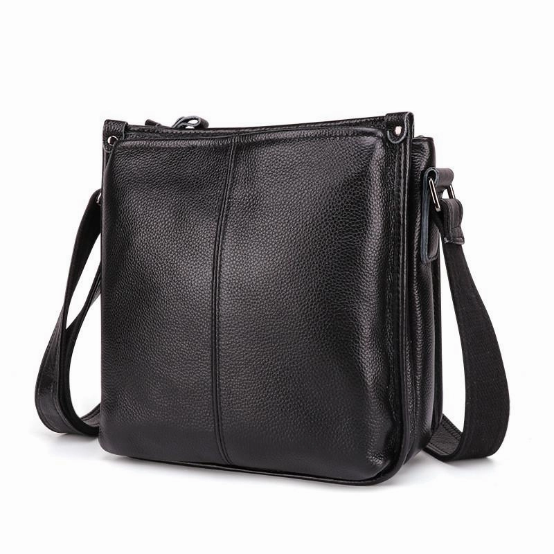 Outdoor Adventure Comfort functionality Casual Fashion Black Leather Men's Side Bag Courier Bag Black Vertical Messenger Bag For Men