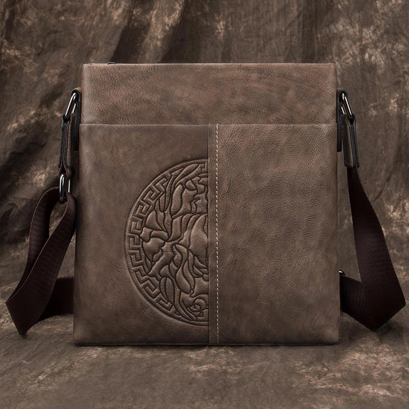 Casual Leather Brown Mens Vertical Side Bag Vertical Messenger Bag Shoulder Bags For Men Stylish Gear