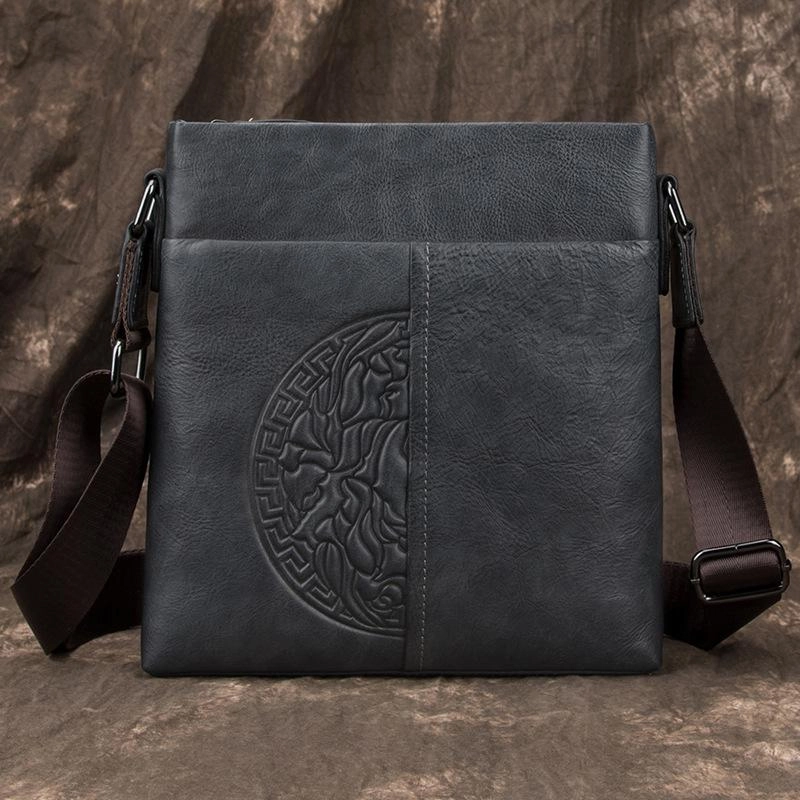 Casual Leather Brown Mens Vertical Side Bag Vertical Messenger Bag Shoulder Bags For Men Work Essential Functional Carry