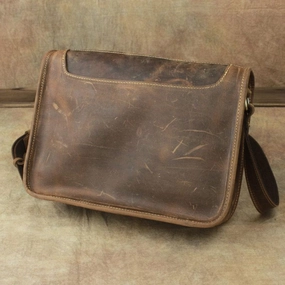 Casual Leather Brown Mens Vintage 10inch Side Bag Messenger Bag Shoulder Bags For Men Versatile utility