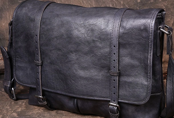 Daily Travel Genuine Leather Mens Cool Messenger Bag iPad Bag Chest Bag Bike Bag Cycling Bag for men