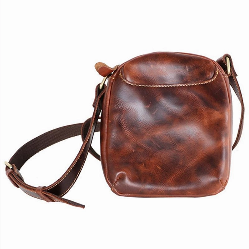 Everyday Necessity Durable Companion Black Leather Mens Casual Mini Phone Bags Messenger Bags Amber Postman Bag For Men
