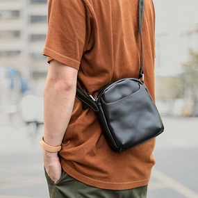 Travel Performance Black Leather Mens Casual Mini Phone Bags Messenger Bags Amber Postman Bag For Men