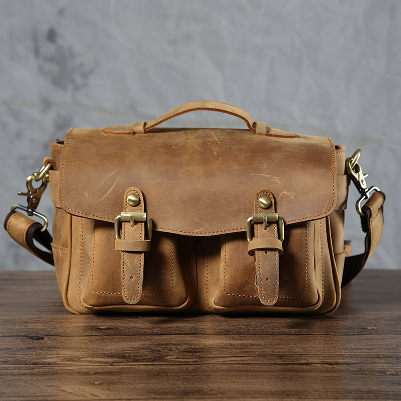 Cool leather men Camera bag messenger bags vintage shoulder bag for men Versatile Design Outdoor Gear