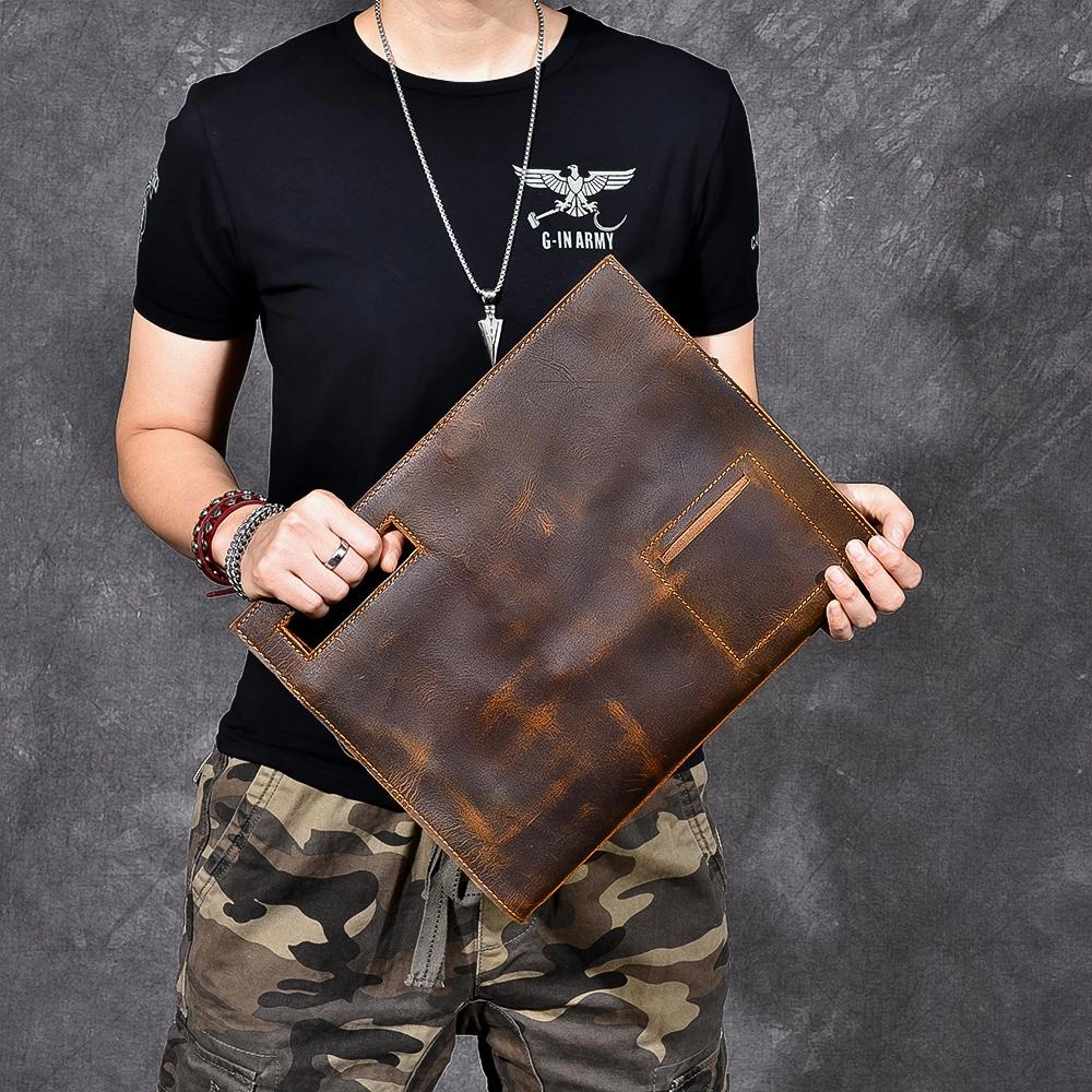 Retro Brown Leather Men Business Clutch Bag Side Bag Handbag Small Messenger Bag For Men Practical Carry