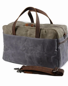 Casual Waxed Canvas Leather Mens Large Travel Weekender Bag Luggage Duffle Bag Fitness Bag for Men Boarding Essential Light Style
