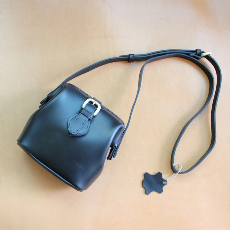 Practical Fashion Comfy Everyday Handmade Womens Black Leather Doctor Shoulder Purses Black Doctor Crossbody Purses for Women