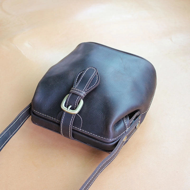 Handmade Womens Black Leather Doctor Shoulder Purses Black Doctor Crossbody Purses for Women Functional Handbag Comfy Everyday