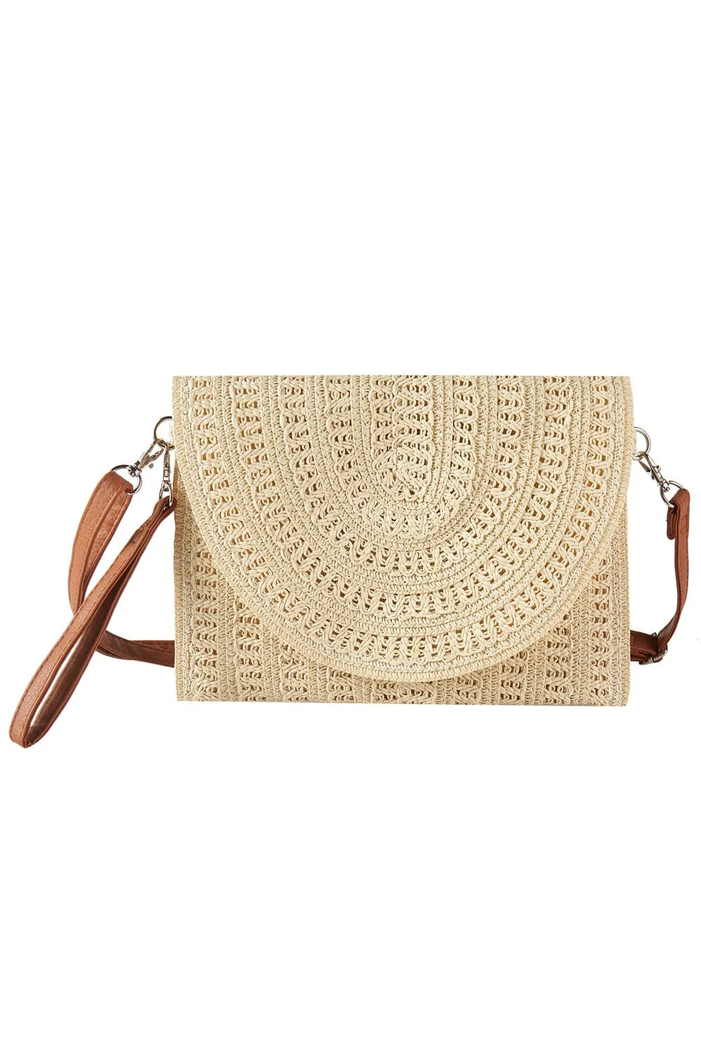 MB0290 Woven Pattern Straw Clutch/Crossbody Bag Practical leather wallet