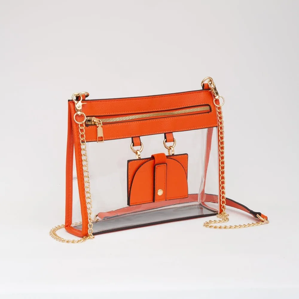 Durable and easy-to-care-for fabric Versatile Modern Style TG10666 Clear Gameday Crossbody Bag With Sunglasses Holder