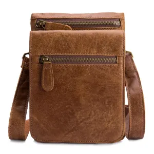 Cool Brown Leather Mens Small Shoulder Bag Belt Pouch Waist Belt Bag For Men Smart Harmony