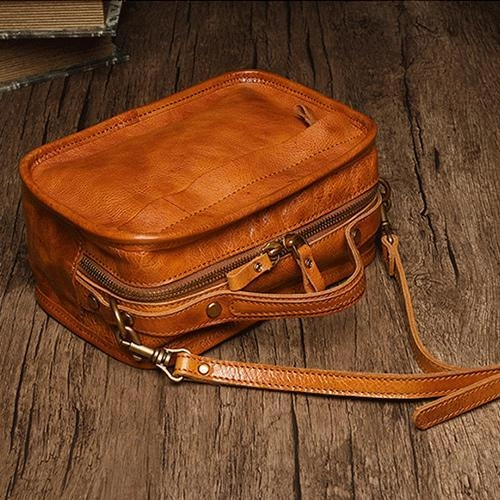 Vintage Womens Coffee Small Cube Handbag Leather Black Women's Shoulder Purse for Ladies Elegant Style Gold Accent