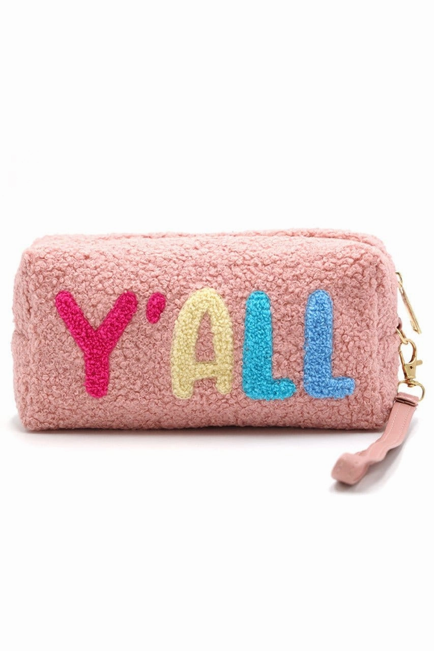 MP0168 COZY TEDDY FUR "Y'ALL" WRISTLET POUCH Fashion Accessory Comfort Journey