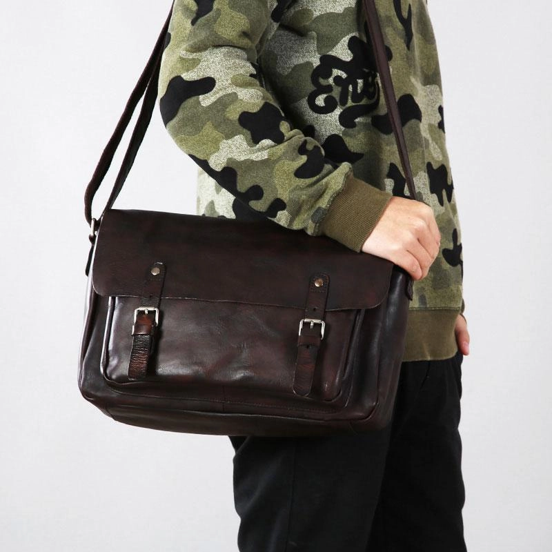 Daily Organizer Vintage Leather Mens Cool Shoulder Bags Messenger Bag for men